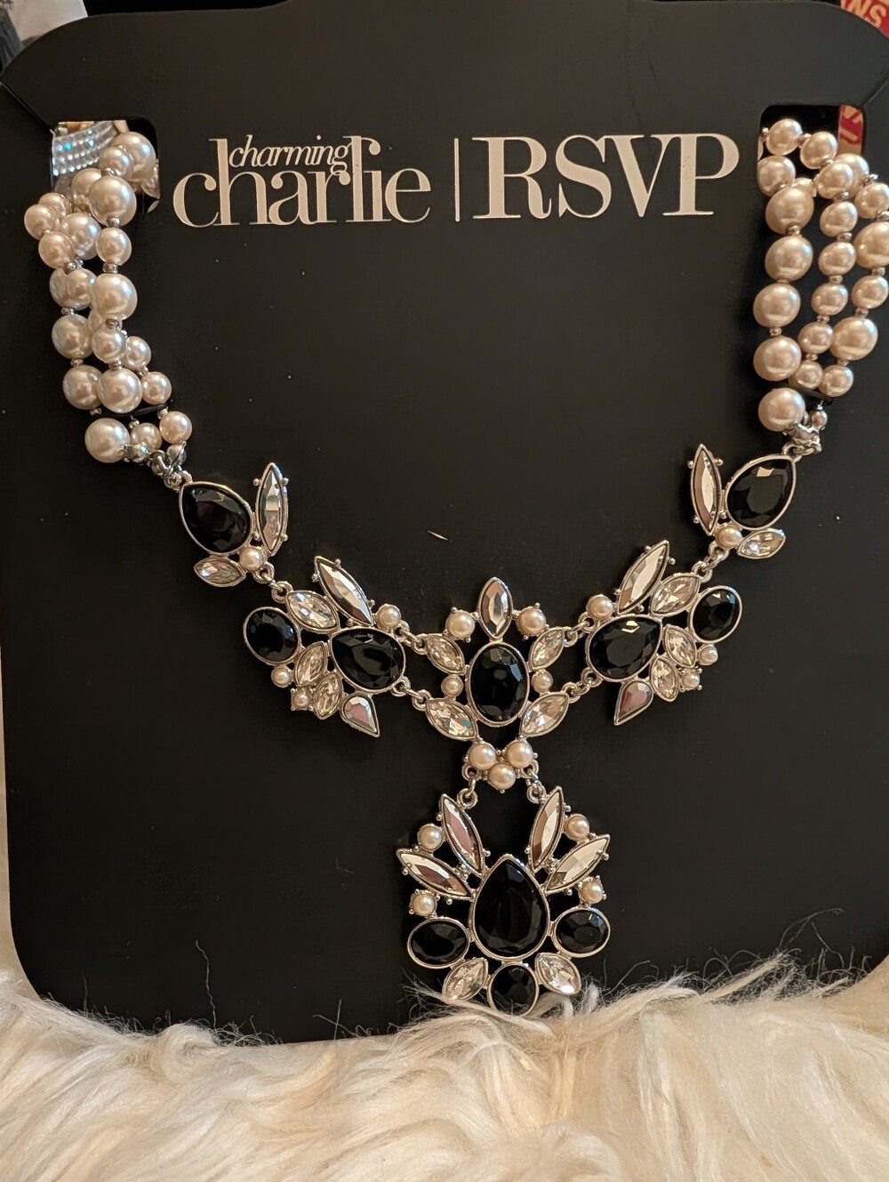 RSVP Black and Pearl Statement Necklace